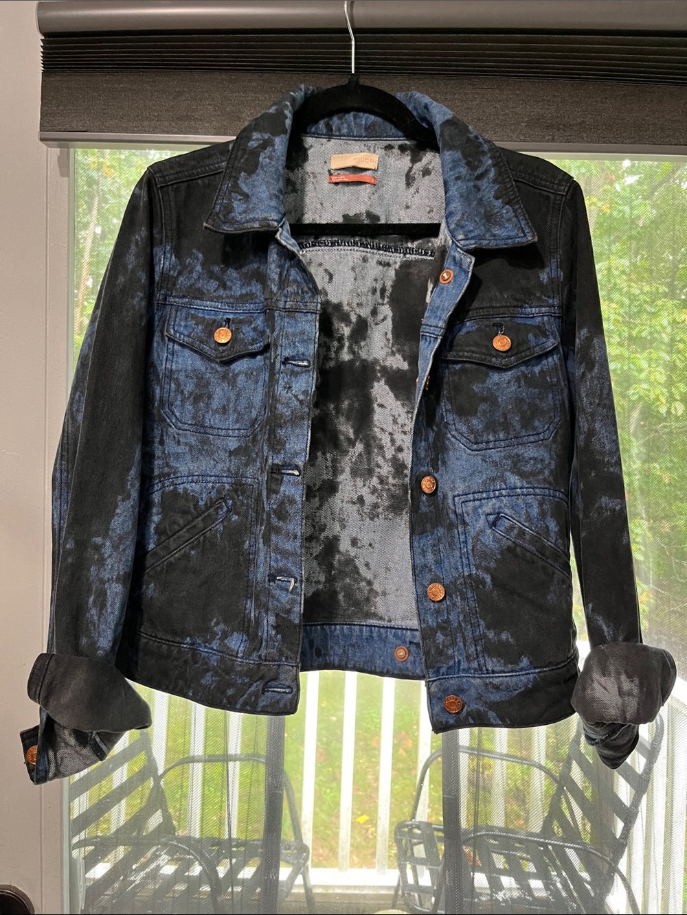 Pilcro Black & Blue Tie-Dye Denim Jacket